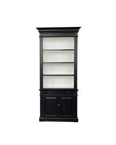 "Daydream" Hamptons Style Library One Bay Bookcase Black with White Interior (No Ladder), 108cmW x 45cmD x 230cmH (RRP $3999)