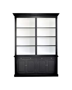 "Daydream" Hamptons Style 2-Bay Timber Library Bookcase Black (no ladder) , 170cm x 43cm x 230cmH (RRP $5999)
