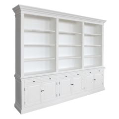 "Daydream" Hamptons Style 3-Bay Timber Library Bookcase White, 300cm W x 43cm D x 230cm H (RRP $8999)