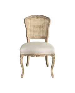 Antoinette Dining Chair Solid Oak Rattan, Weathered Oak 52cmW x 60cmD x 93cmH (RRP $899)