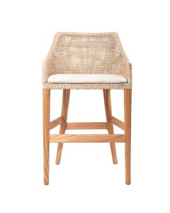 Charlotte Rattan Counter Stool Natural Whitewash, W 54 D 56 H 91cm (RRP $570)
