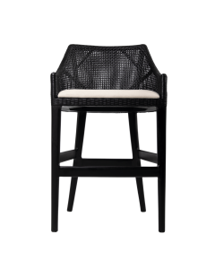 Charlotte Rattan Counter Stool Black, W 54 D 56 H 91cm (RRP $570)