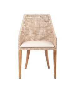 Charlotte Rattan Dining Chair Whitewash, L 52.5cm W 56cm H 88cm (RRP $499)