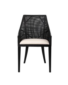 Charlotte Rattan Dining Chair Black, W 54 D 56 H 88cm (RRP $499)