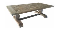 "Parquet" Hamptons Style Timber Parquetry Coffee Table, 135cm x 70cm x 42cmH