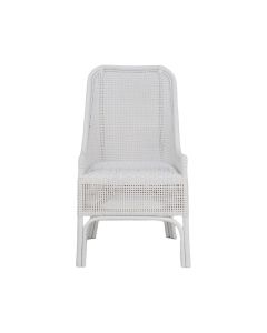 "Southbeach" Hamptons Style Rattan Cane Armchair Dining Chair, Vivid White (RRP $449)