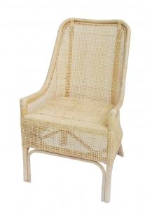 "Southbeach" Hamptons Rattan Cane Armchair Dining Chair, White Wash (RRP $399)