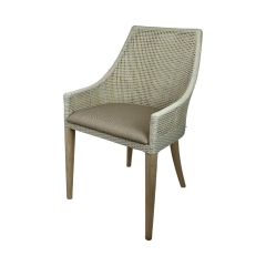 "Coral Bay" Hamptons Style Outdoor Synthetic Wicker Dining Chair, Antique White