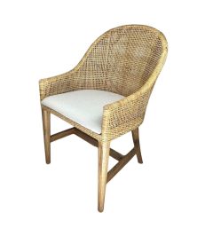 "Coralie" Hampton Style Rattan Dining Chair Natural, Mindi Timber Legs