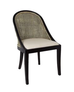 "Maldives" Hamptons Resort Style Rattan Dining Chair Blackwash with Black Mindi Timber Frame & Legs (RRP $499)