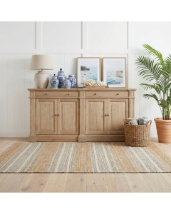 "Monterey" Hamptons Style 4 Door 2 Drawer Buffet Sideboard Natural Oak 160cmW x 43cmD x 80cmH (RRP $3499)