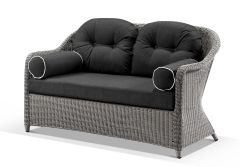 "Seychelles" Hamptons Style Outdoor Wicker 2 Seater Lounge, Brushed Grey