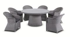 "Seychelles" Hamptons Style 7 Piece Outdoor Dining Setting 150cm Table with 6 Chairs, Brushed Grey (RRP $4999)