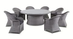 "Seychelles" Hamptons Style 9 Piece Outdoor Dining Setting 180cm Table with 8 Chairs, Brushed Grey (RRP $6499)