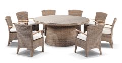 "Seychelles" Hamptons Style Outdoor Wicker Dining Setting with 1.8m Round Table & 8 Malawi Chairs