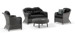 "Seychelles" Hamptons Style Outdoor Wicker Lounge 2+1+1 Setting with Coffee Table, Brushed Grey (RRP $3999)