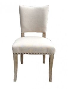 “Maine" Hamptons Style Linen Dining Chair, Whitewash Timber Legs (RRP $499)