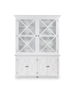 Sorrento Large Glass Door Hamptons Cabinet White, W 170cm D 50cm H 230cm (RRP $3999)