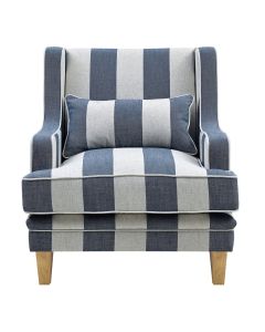 Bondi Hamptons Armchair Denim / Cream, W 92cm D 85cm H 94cm (RRP $1499)