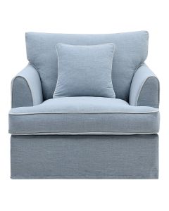 Byron Hamptons Armchair Beach with White Piping, W 99cm D 96cm H 78cm (RRP $1849)
