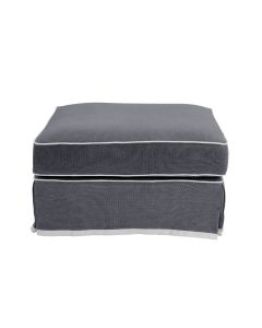 Noosa Hamptons Ottoman Grey W/White Piping, W 83cm D 83cm H 45cm (RRP $849)