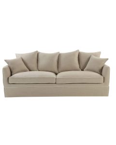 Noosa Hamptons 3 Seat Sofa Natural W/White Piping, W 221cm D 91cm H 80cm (RRP $3299)