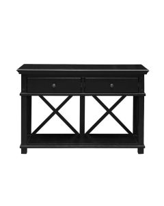 Sorrento Hamptons 130cm 2 Drawer Console Black, W 130cm D 50cm H 85cm (RRP $1299)