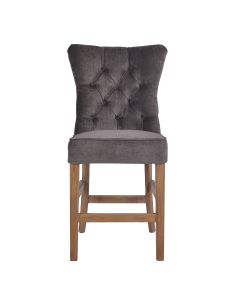 Silver Grey Counter Stool with Buttons, W 54cm D 60cm H 120cm (RRP $599)