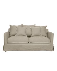 Noosa Hamptons 2 Seat Sofa Natural W/White Piping, W 170cm D 91cm H 80cm (RRP $2279)
