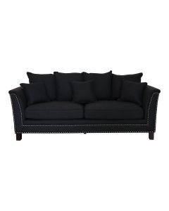 Manhattan 3 Seat Sofa Charcoal W/Silver Studs Black, W 218cm D 94cm H 75cm (RRP $2699)