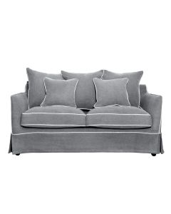 Noosa Hamptons 2 Seat Sofa Grey W/White Piping, W 170cm D 91cm H 80cm (RRP $2279)