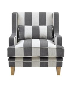 Bondi Hamptons Armchair Grey / Cream, W 92cm D 85cm H 94cm (RRP $1499)