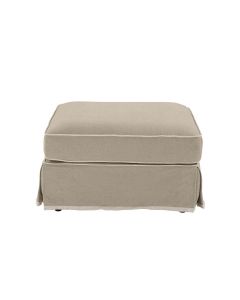Noosa Hamptons Ottoman Natural W/White Piping, W 83cm D 83cm H 45cm (RRP $849)