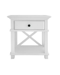 Sorrento Hamptons Bedside Table W/Drawer White, W 60cm D 40cm H 65cm (RRP $499)