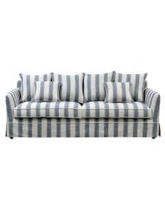 Noosa Hamptons 3 Seat Sofa Blue Sky Stripe, W 221cm D 91cm H 80cm (RRP $3299)