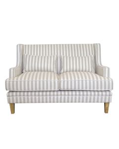 Bondi Hamptons 2 Seat Sofa Natural Stripe W/White Piping, W 155cm D 92cm H 94cm (RRP $1999)