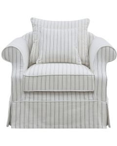 Avalon Hamptons Armchair Stone Stripe, W 109cm D 96cm H 81cm (RRP $1899)