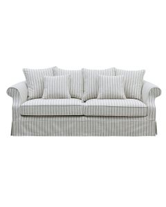 Avalon Hamptons 3 Seat Sofa Stone Stripe, W 226cm D 96cm H 81cm (RRP $3299)