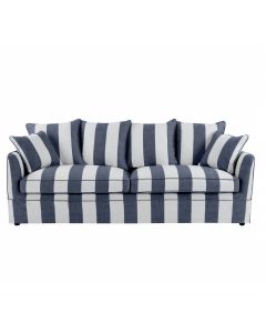 Noosa Hamptons 3 Seat Sofa Denim/Cream Stripe, W 221cm D 91cm H 80cm (RRP $3299)