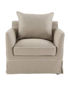 Noosa Hamptons Armchair Natural with White Piping, W 91cm D 90cm H 80cm (RRP $1699)