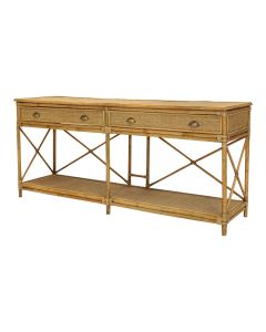 Cayman Large 2 Draw Rattan Console Natural, W 192cm D 52cm H 86cm (RRP $1999)