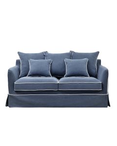 Noosa Hamptons 2.5 Seat Sofa Bed Navy with White Piping, L 190 D 91 H 80cm (RRP $3849)