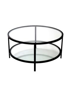 Palladium Black Iron & Glass Coffee Table, 90cm diameter, 45cm H (RRP $699)