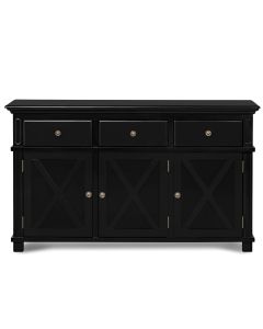 Sorrento 3 Door Hamptons Buffet Black, W 145cm D 50cm H 85cm (RRP $1799)