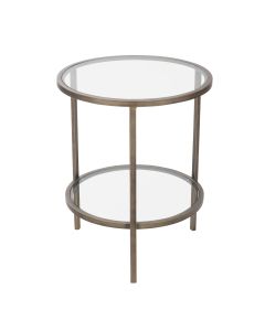 Palladium Brass Iron & Glass Side Table, 50cm diameter, H60cm (RRP $449)