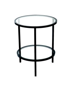 Palladium Black Iron & Glass Side Table, 50cm diameter, H60cm (RRP $449)