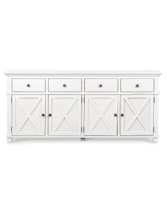 Sorrento 4 Door Hamptons Buffet White, W 188cm D 50cm H 85cm (RRP $2499)