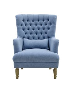 Bayside Hamptons Buttoned Armchair Linen Blend Slate Blue, 78cm x 87cm x 109cm (RRP $1499)