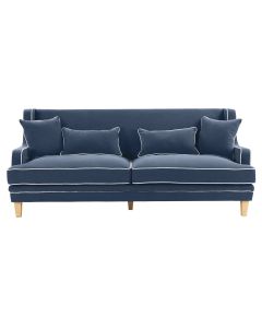 Bondi Hamptons 3 Seat Sofa Navy W/White Piping, W 215cm D 95cm H 94cm (RRP $2499)