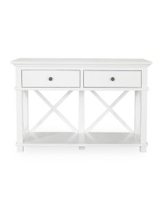 Sorrento Hamptons 130cm 2 Drawer Console White, W 130cm D 50cm H 85cm (RRP $1299)